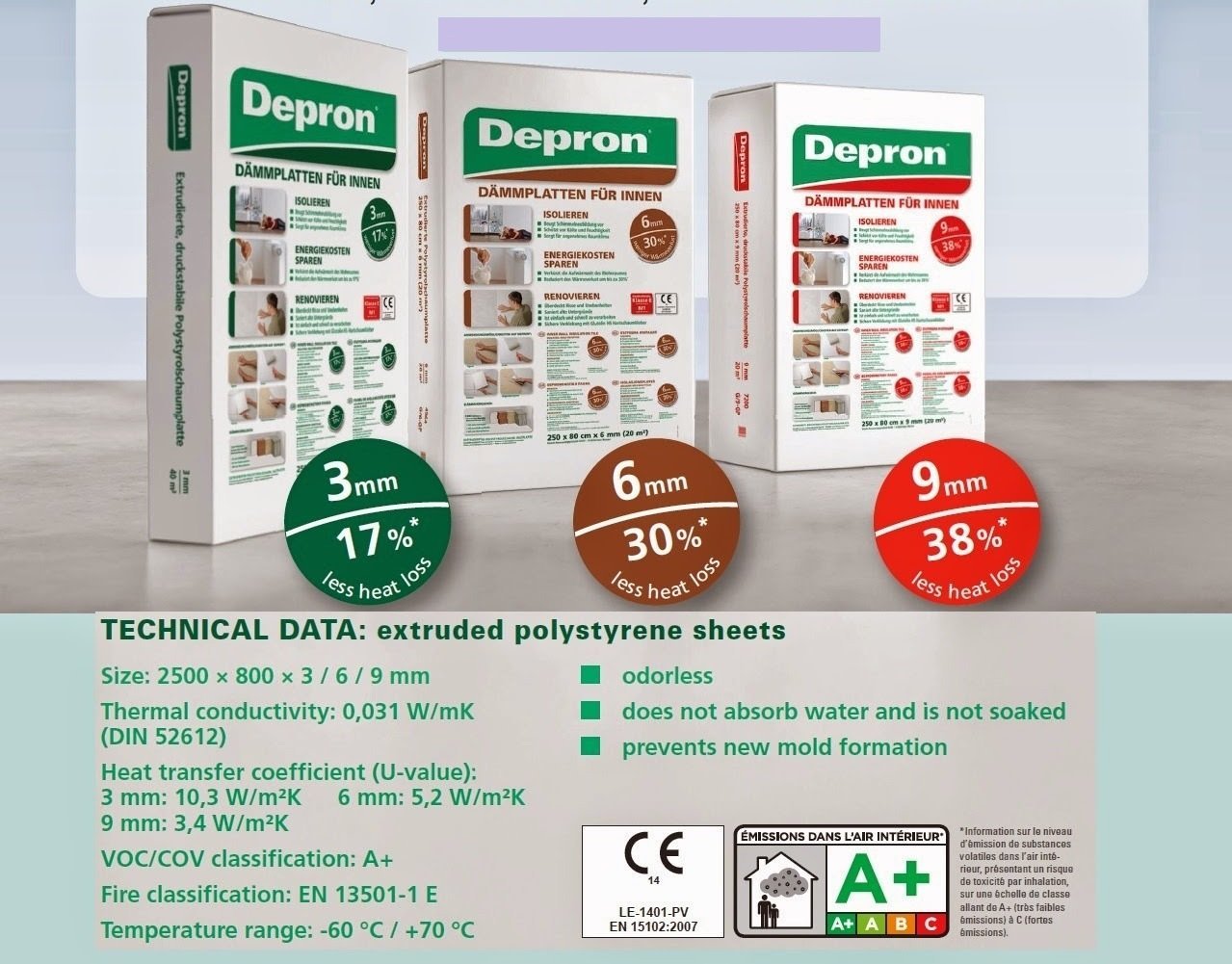 DEPRON - Parato termo-isolante. Lastre 125 x 80 cm
Spessori: 3mm - 6mm - 9mm - 12mm
Usato anche nel modellismo