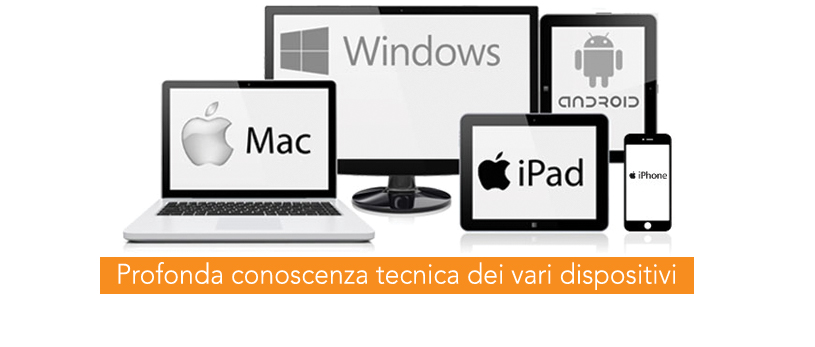 ASSISTENZA INFORMATICA  - Installazione e configurazione:
- computer aziendali con sistemi operativi Microsoft ed Apple
- client di posta elettronica
- stampanti locali e di rete, scanner, dischi di rete e NAS, gruppi di continuità
- dispositivi mobili (tablet e smartphone Android ed Apple)